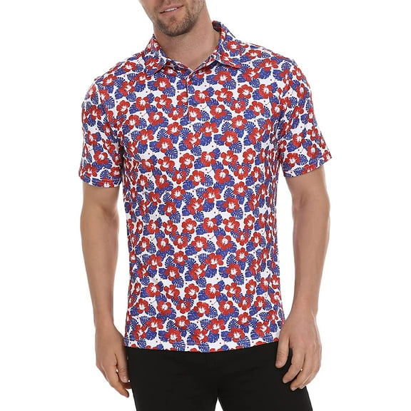 LRD Golf Shirts for Men UPF 50 Moisture Wicking Short Sleeve Polo Shirt Tropic Like It's Hot XL