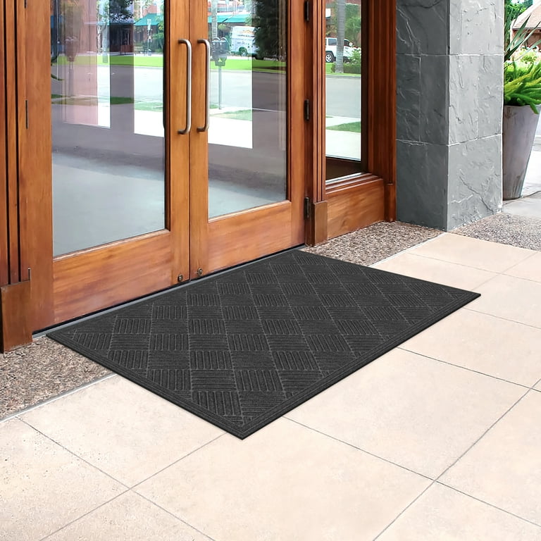 Mainstays Textures Crosshatch Polyester and Rubber Backed Doormat