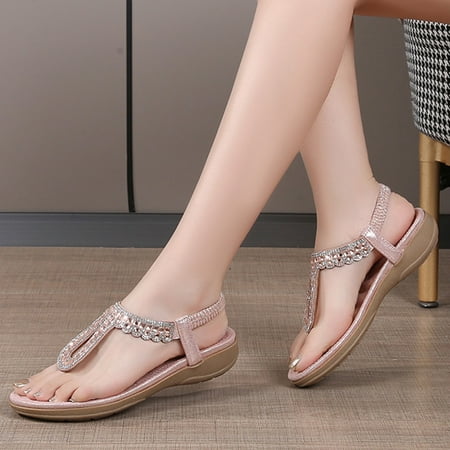 

Vedolay Summer Sandals Womens Sandals Back Zipper Solid Color Flip Flop Sandals Pink 8.5