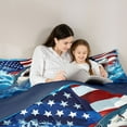 thumbnail image 4 of Manfei Kawaii Ocean Shark Twin Bedding Sets 7-Piece for Kids, American Flag Bedding Comforter Set, Cute Cartoon Sealife Reversible Sheet Sets, Luxury Bedroom Decor, 4 of 7