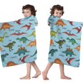 thumbnail image 4 of Blue Cartoon Dinosaurs Names Pattern Hooded Bath Towel，50"x30" for Ages 3 To 12 Kids, Quick Dry Lightweight Soft Microfiber Hood Beach Towel Cover Up for Kids, 4 of 7