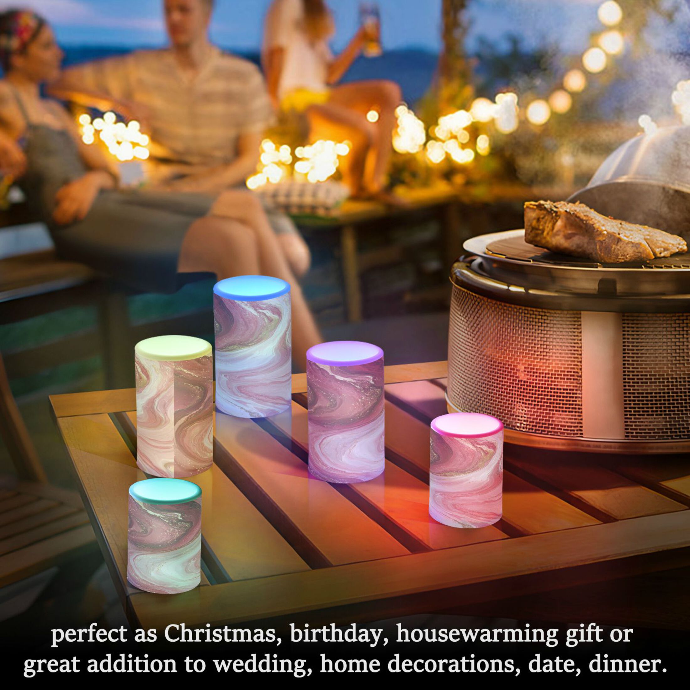 2 PCS LED Flicker Flameless Candle with Remote Control Realistic 3D Wick LED Window Decoration Candle Set for Wedding Table Home Decor Favors Burgundy Marble Flow
