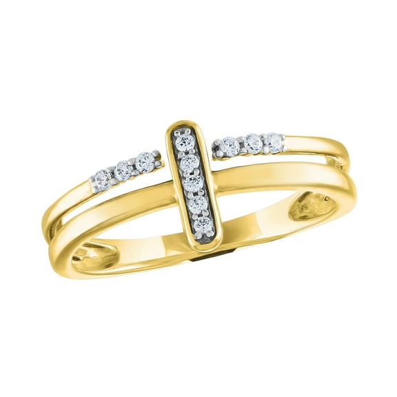 Brilliance Fine Jewelry 1/10 cttw Diamond Fashion Stack Ring Sterling Silver 14K Yellow Gold Plated