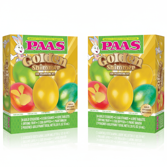 2 Pack PAAS Golden Shimmer Easter Egg Decorating Kit with Gold Paint & Stickers
