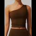 thumbnail image 4 of Camisetas Sin Mangas con un Solo Hombro para Mujer, Corte Entallado, Estilo Y2K Marrón M, 4 of 10