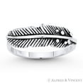 thumbnail image 1 of Rustic-Finish Eagle's Feather Charm Stackable Ring in Oxidized .925 Sterling Silver, 1 of 1