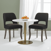 GOMYHOME Upholstered Dining Chair, Black Fabric with Nailhead Trim & Wood Legs (Set of 2)