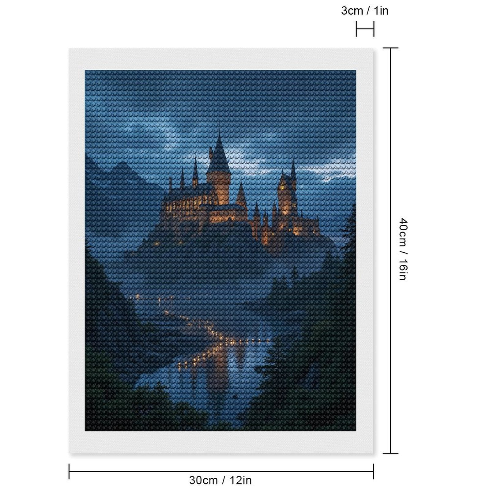 Diamond Art Kits for Adults, Castle Night Lights Reflection 5D Diamond Painting Kits for Adults Beginners, DIY Full Drill Diamond Painting, Gem Art and Crafts 12x16