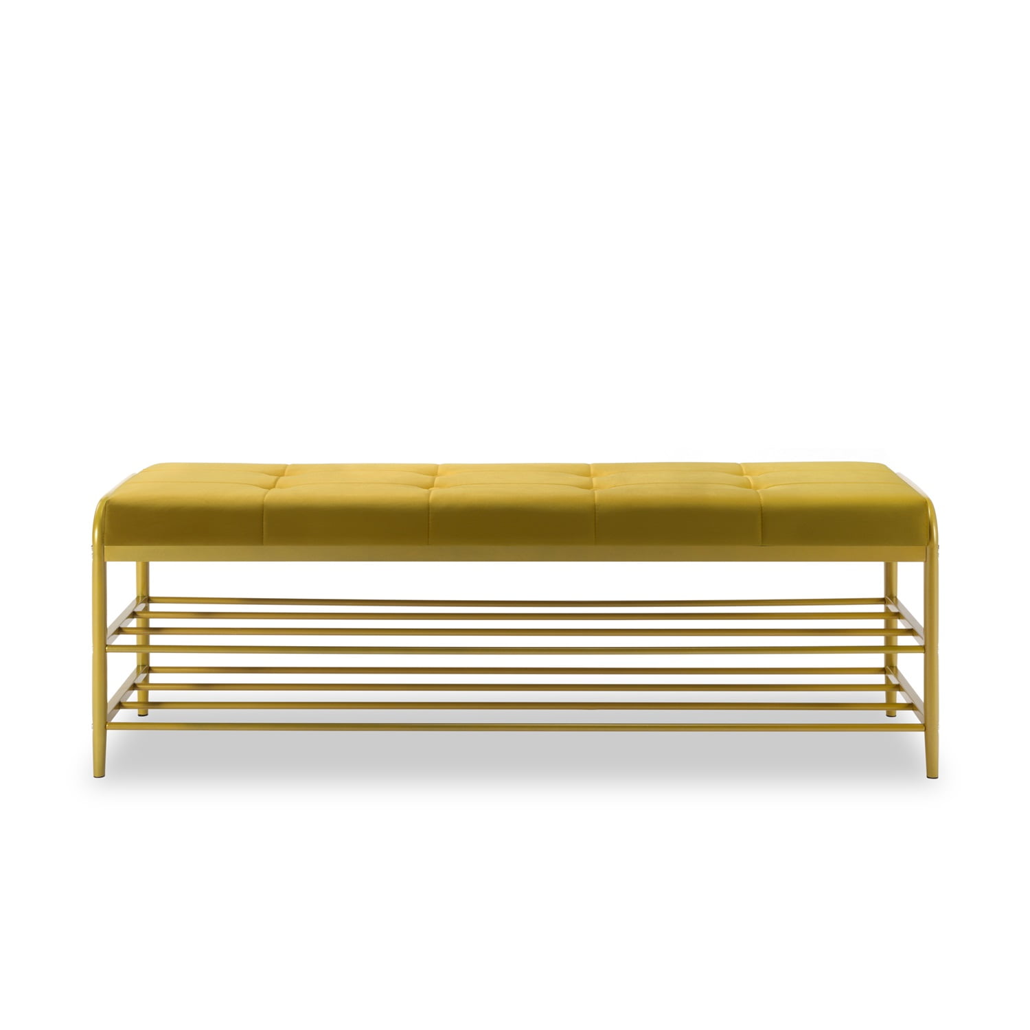 Kadyn Shoe Storage Bench, Coat Rack Shoe Bench with 2 Shelves, Large Shoe Rack Bench for Entryway, Yellow Kadyn Shoe Storage Bench, Coat Rack Shoe Bench with 2 Shelves, Large Shoe Rack Bench for Entryway, Yellow