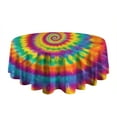 thumbnail image 5 of Rainbow Tie Dye Spiral Dot Pattern Round Tablecloth 60"x60",Wrinkle Wipeable Table Cloth for Kitchen Dining Room Picnic Patio Party, 5 of 6