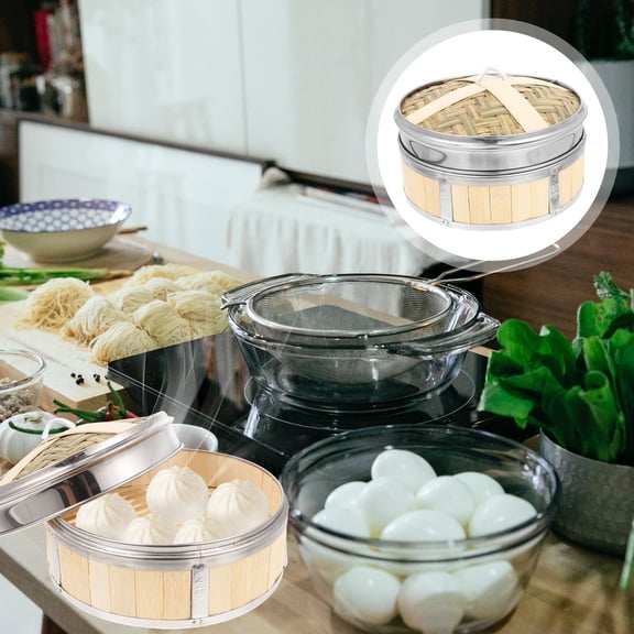 MLINS Bamboo Kitchen Food Steamer Reusable and Safe for Steaming Various Foods in Any Wok or Pot 9.84 inches