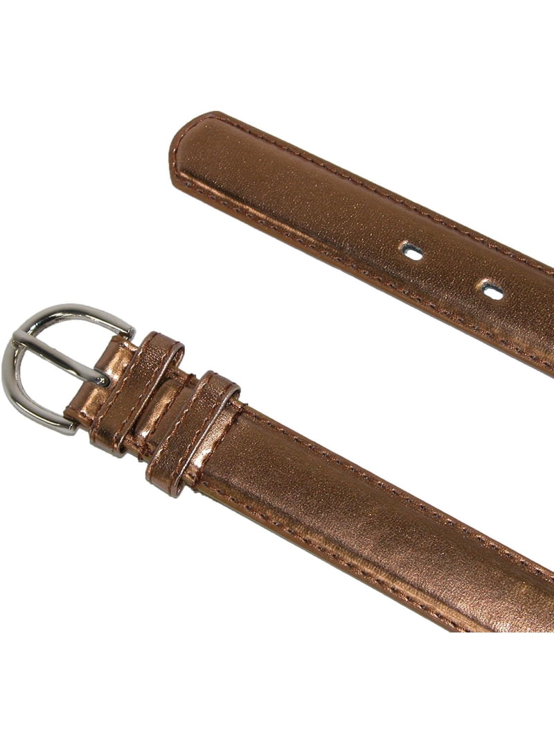 CTM 1 1/8 Inch Wide Leather Metallic Dress Belt (Pack of 2  display picture 2