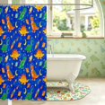 thumbnail image 3 of Manfei Space Astronaut Dino Animals Shower Curtain 72Wx78L,Neon Stars Moon Bath Curtain,Blue Green, 3 of 5