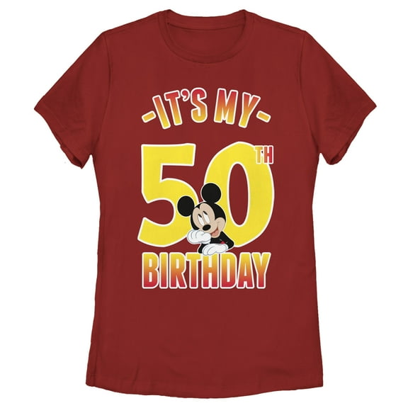 Women's Mickey & Friends It's My 50th Birthday Graphic Tee Red X Large