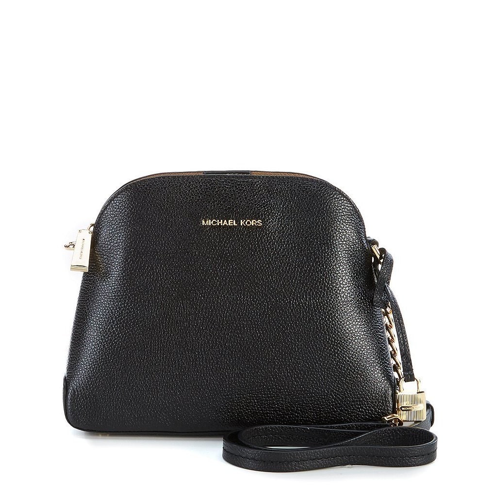 michael kors black leather crossbody purse