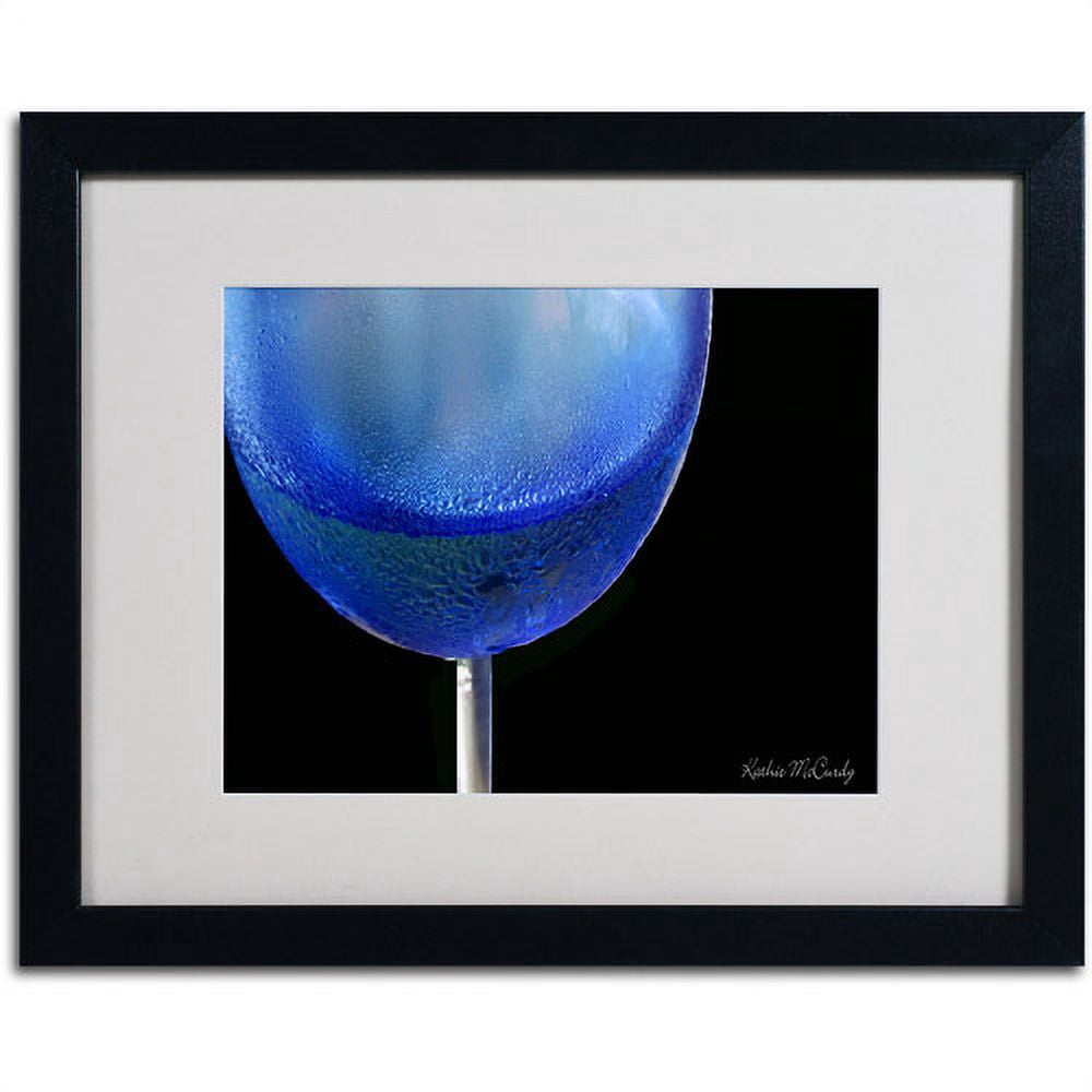 Trademark Art 'Blue Wine Glass' Matted Framed Art by Kathie McCurdy