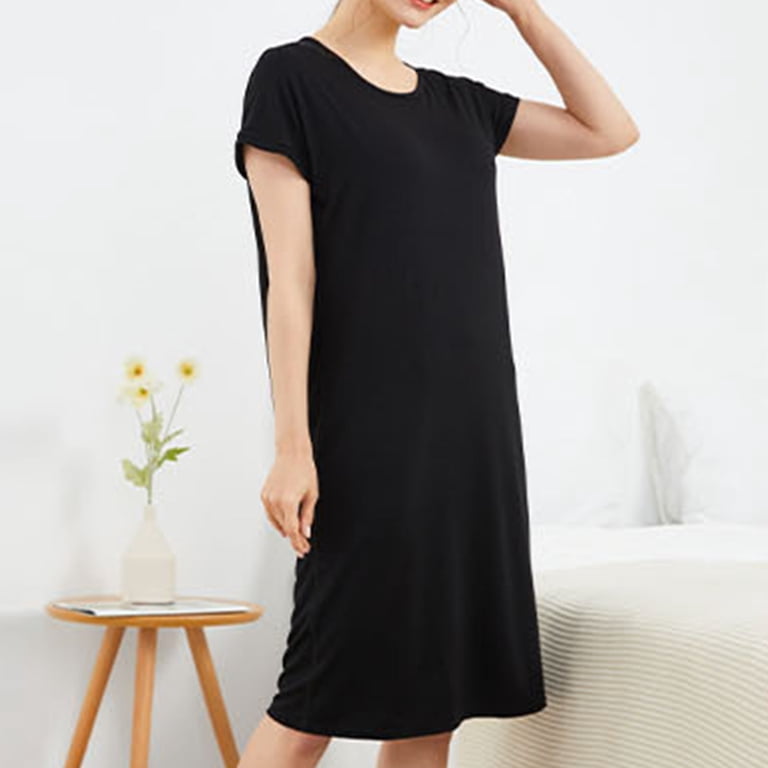 black moo moo dress Vintage Black Moo Moo Dress with White Detail // by SweetConstance