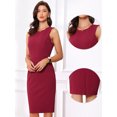 thumbnail image 2 of DARING DIVA Women's Belted Sheath Round Neck Sleeveless Dresses S Burgundy, 2 of 6