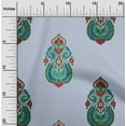 thumbnail image 1 of oneOone Viscose Jersey Light Grayish Blue Fabric Floral & Paisley Block Sewing Fabric By The Yard Printed Diy Clothing Sewing Supplies 60 Inch Wide, 1 of 5