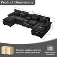 thumbnail image 3 of Wiilayok 133" U Shaped Cloud Couch Modular Sectional Couches for Living Room Fluffy Chenille Deep Seat Sofa Set w/ Double Chaise Lounge, Storage Central Console, Cup Holders, USB Port,Midnight Black, 3 of 10