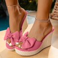 thumbnail image 3 of HEWUQI Women's Platform Wedge Sandals Open Toe Suede Bowknot Heels Non Slip Wedding Slides Mules for Summer Casual Vacation Pink Size 6.5, 3 of 6