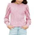 thumbnail image 4 of Posijego Girls Puff Long Sleeve Tops Spring Fall Cute Shirts Casual Knit Pullover Lightweight Sweaters for Little Girls, 4 of 9