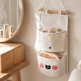 thumbnail image 2 of SLYNSHome 2-Pocket Fabric Organizer Bag,Hanging Foldable Bag Beige Wall Mount Storage Pouch For Bedroom, Bathroom, Kitchen Door Small Sundry Storage, 2 of 7