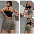 thumbnail image 4 of EMMIOL Women's Mid Waist Cargo Shorts Elastic Waist Casual Summer Cotton Shorts with Pockets, 4 of 7