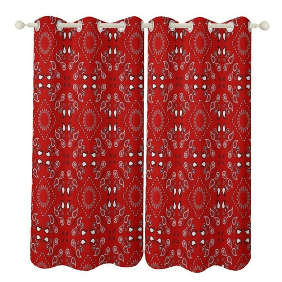 Red Bandana 2 Panels Blackout Curtains for Bedroom Living Room Drapes Kitchen Room Window Blackout Curtain Grommet