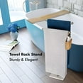 thumbnail image 2 of Standing Towel Rack Double-T Shape Tall Bath Towel Sheet Holder with Marble Design Base for Bathroom 2 Tier Towel Holder Stand Stainless Steel (Brushed Nickel), 2 of 7
