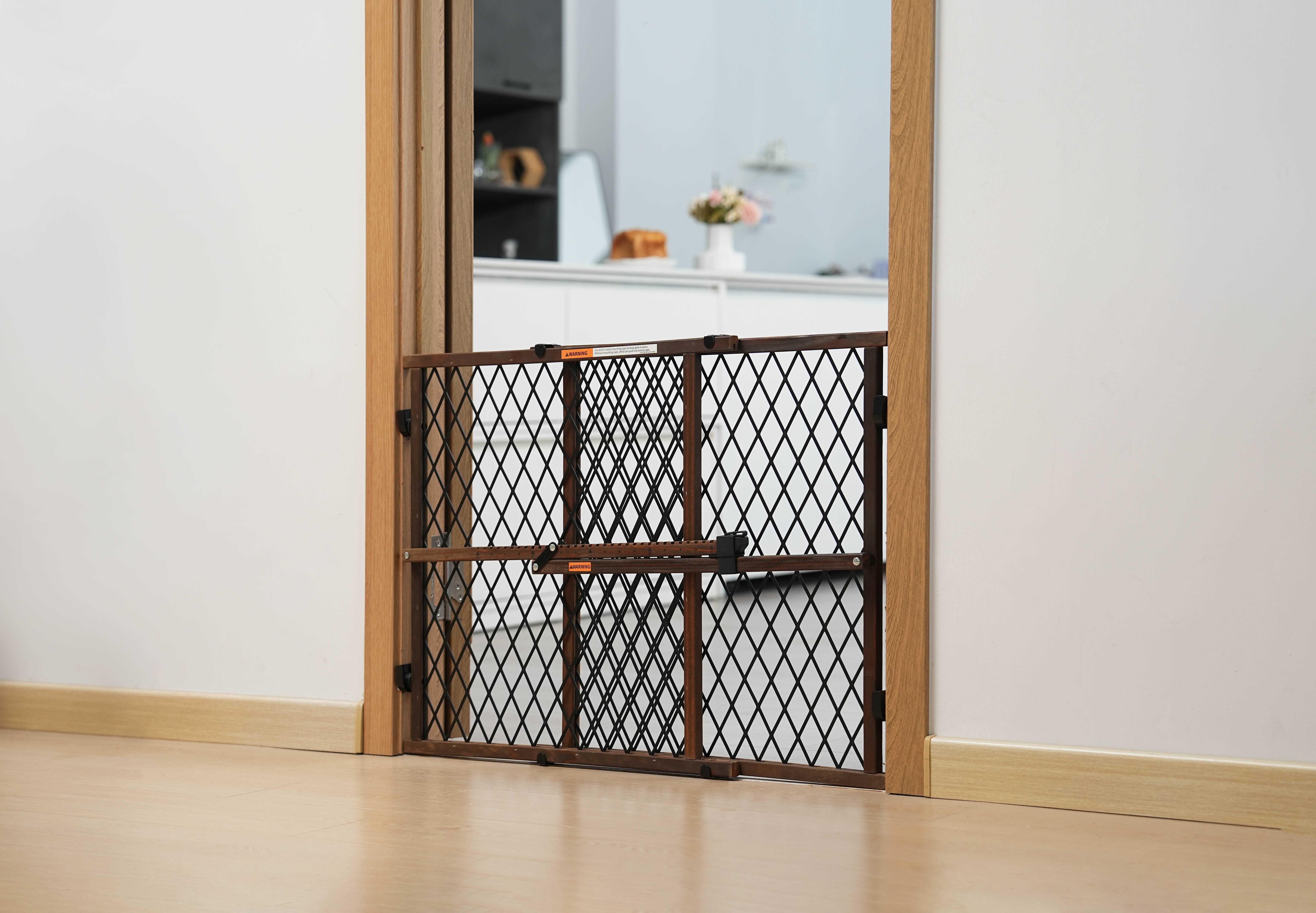Parent's Choice Brown Farmhouse Safety Baby Wooden Gate for Aged 6 to 24 Months