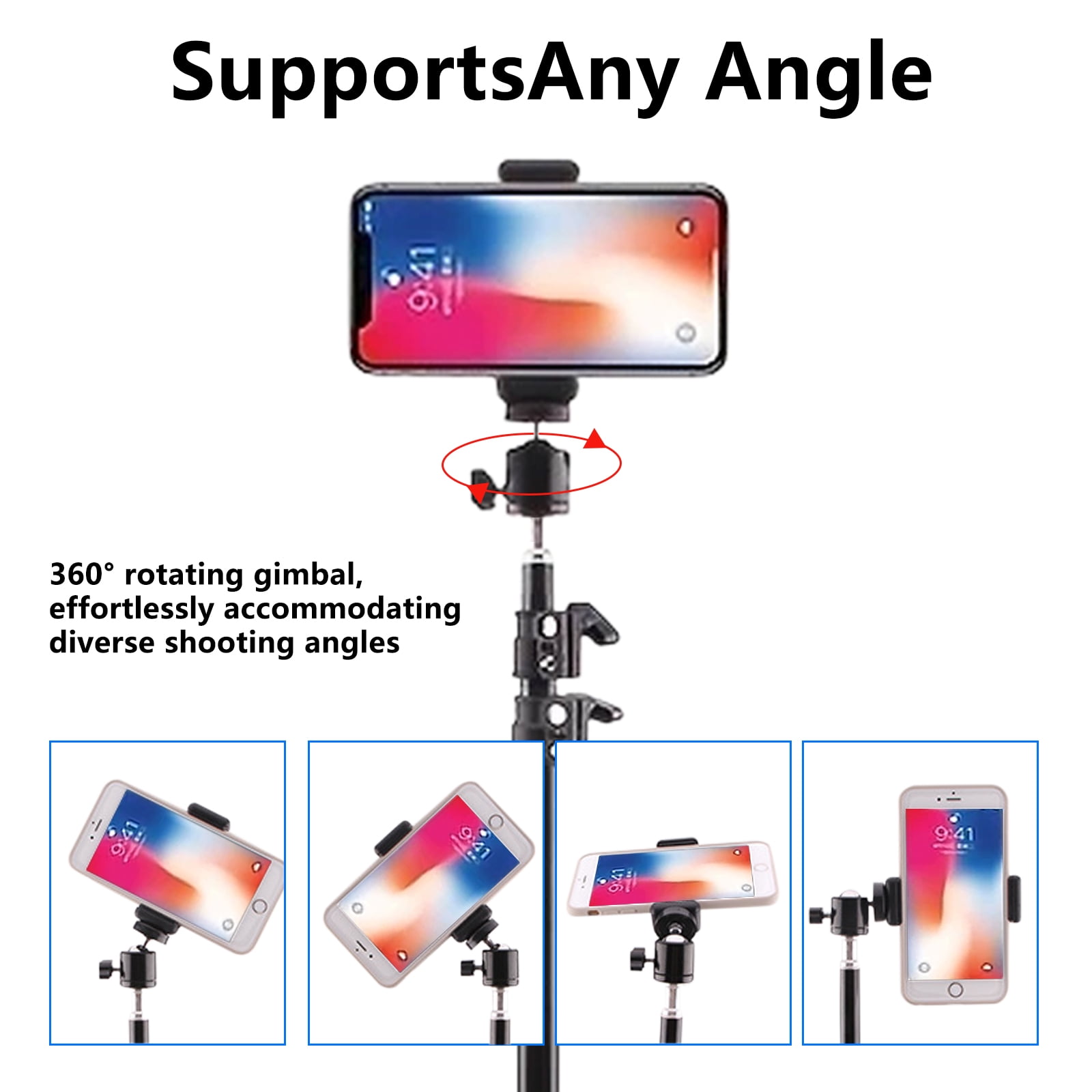 82" Camera Tripod,Extendable Lightweight Phone Tripod Stand with 360°Ball Head,Cell Phone Tripod for Phone/Dslr/Slr/Projector/Video Recording(Black)