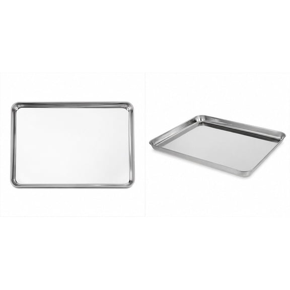 HIAKDOFT Stainless Steel Serving Tray, 15.9 x 12 x 1 in, , Reusable Food Prep Tray for Camping, Picnic, Kitchen
