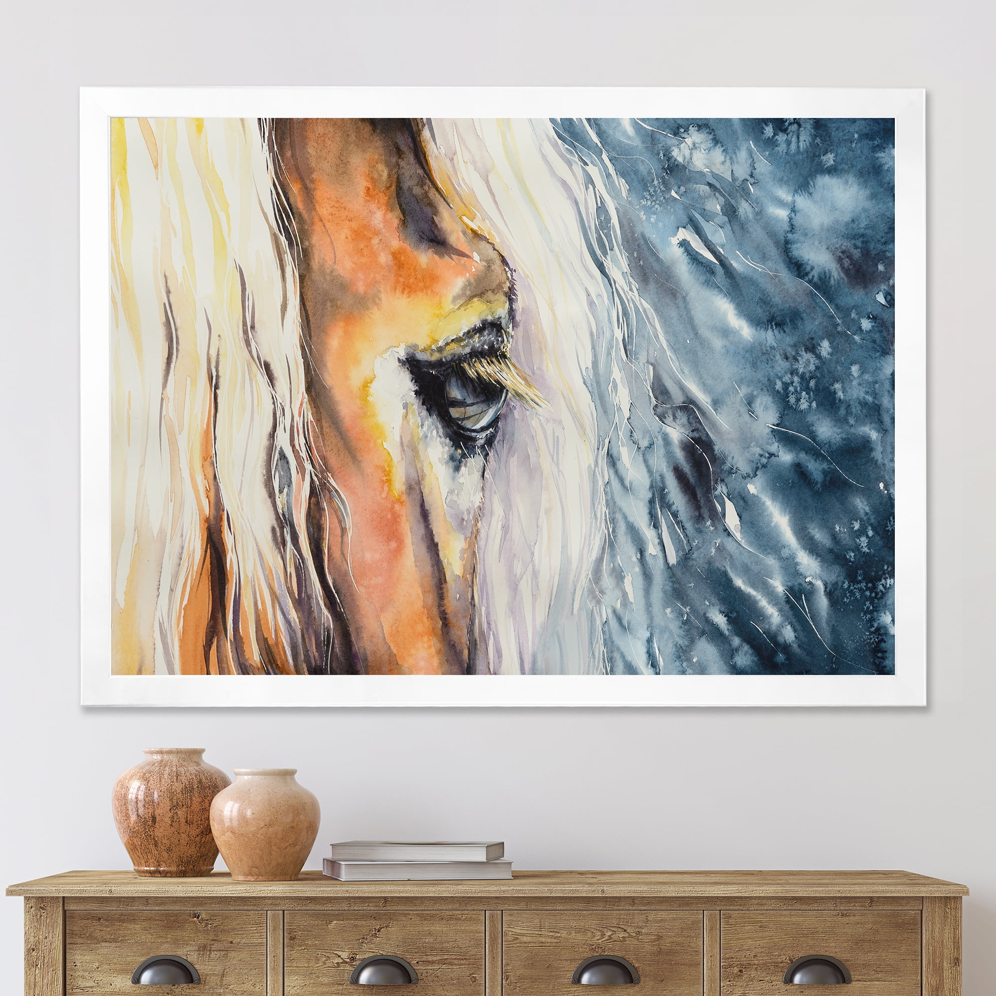 Designart 'Abstract Close-Up of A Beautiful Horses Eye II' Farmhouse Framed Art Print