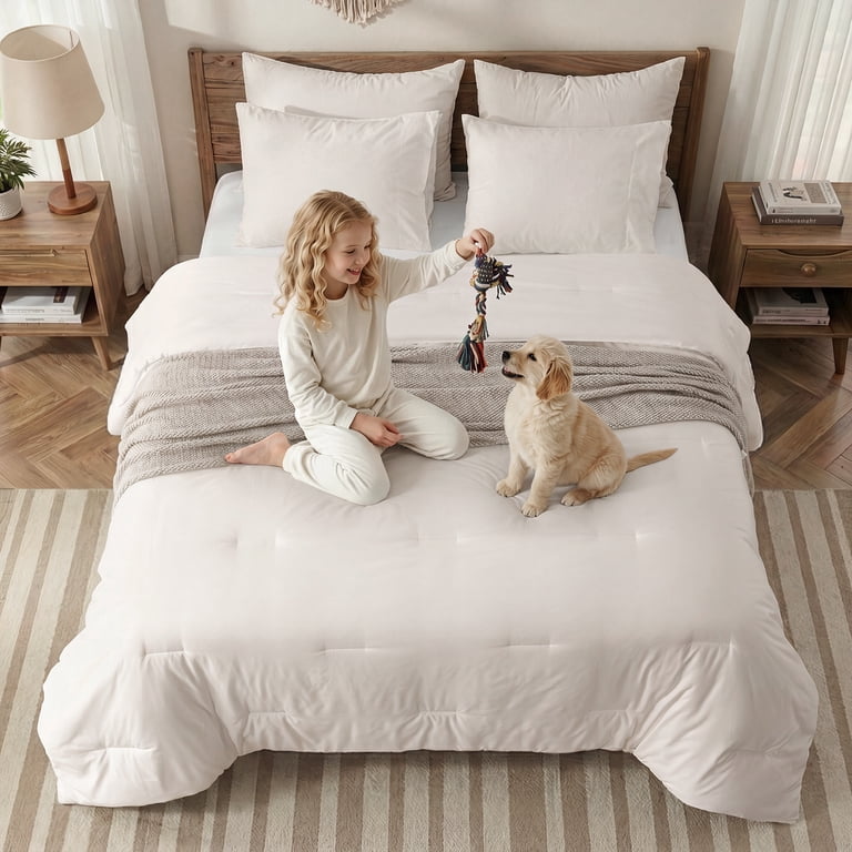 Down Alternative Queen Comforter Set, 3-Piece, Beige photo 7
