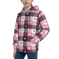 thumbnail image 2 of Haiem Heart Plaid Pattern Boys Hoodie, Youth Pullover Hooded Sweatshirt, Kangaroo Pocket Hoodie for Kids Girls -X-Large, 2 of 6