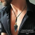 thumbnail image 5 of Labradorite Crystal Stone Holder Necklace Pendulum, Unique Women Men Necklace (Black Macrame), 5 of 5