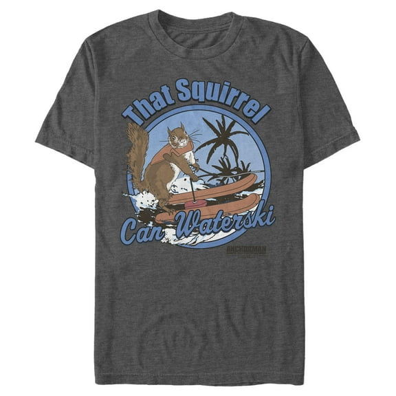 Men's Anchorman Squirrel Can Waterski Graphic Tee Charcoal Heather Large