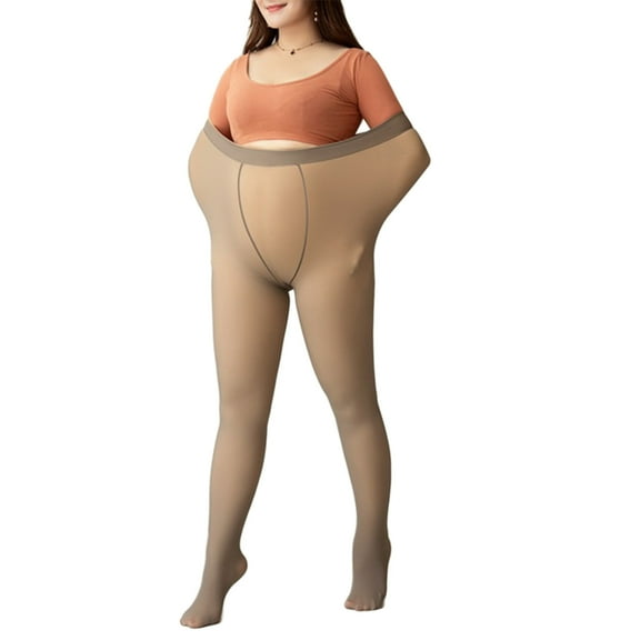 Women Warm Thin Fleece Lined Faux Translucent Pantyhose Tights Large Size Winter Autumn Thermal Leggings Stockings Pants