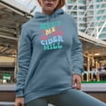thumbnail image 2 of Meet Me at the Cider Mill Quote, Groovy Retro Wavy Text Merch Gift, Light Blue Hooded Sweatshirt or Hoodie, XL, 2 of 5