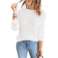 thumbnail image 2 of Cathalem Pull Femme Sweaters Manches Longues Col Rond Doux Warm Pull Tricoté, Blanc TG, 2 of 5