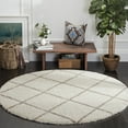 thumbnail image 2 of SAFAVIEH Hudson Amias Plush Geometric Shag Area Rug, Ivory/Beige, 3' x 3' Round, 2 of 7