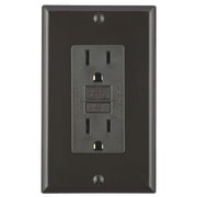 Leviton GFCI Outlet, 15 Amp, Self Test, Tamper-Resistant with LED Indicator Light, Protection from Electric Shock and Electrocution, GFTR1, Brown