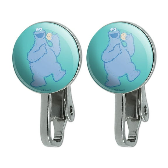 Sesame Street Cookie Monster Distressed Novelty Clip-On Stud Earrings