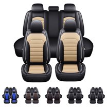 FANOTEK Fit for Chevy Cruze Malibu Cobalt Impala 2000-2024 Car Seat Covers, Wear-resistant 5-Seat Auto Front Rear Seat Cushion Protector Full Set Black Beige