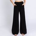 thumbnail image 4 of LIaqionyy Womens Maternity Pants Wide Leg High Waisted Adjustable Drawstring Casual Trousers with Pockets, 4 of 7