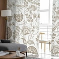 thumbnail image 4 of Khaki Farmhouse Semi Sheer Curtains 84 Inch Length 2 Panels Set, Floral Floral Plant Leaf Vintage Spring Sheer Kitchen Curtain Privacy Voile Window Curtain for Living Room Bedroom Rod Pocket Drapes, 4 of 7