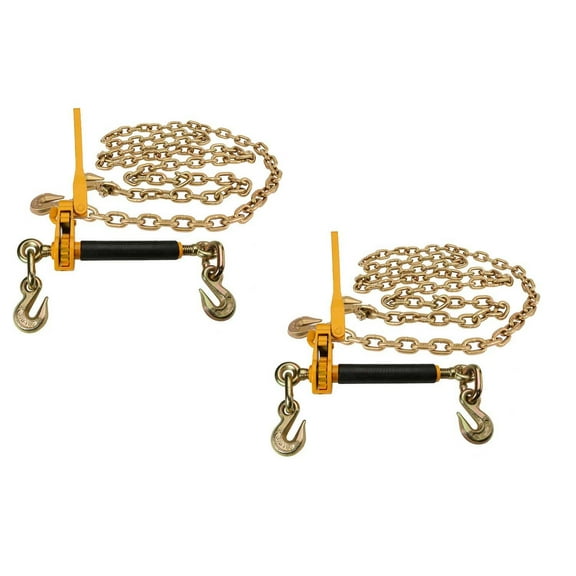(2 Pack) 3/8" x 20' Grade 70 Chain 3/8 - 1/2 Peerless QuikBinder Kit H5125-0658 Ratchet Load Binder WLL #12000