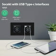 thumbnail image 3 of AOLIGEI Single EU Glass Socket With USB Wall Sockets Double Electric Sockets Triple Power Outlets USB Type-C Ports Black 16A, 3 of 6
