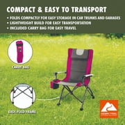 Ozark Trail High-Back Folding Camping Chair with Headrest, Cup Holder, Pink, Adult